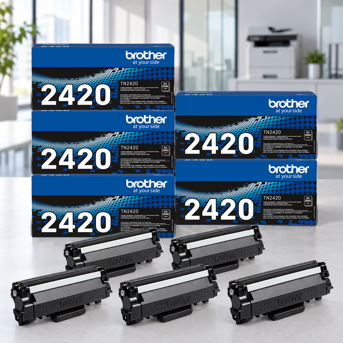 Brother TN-2420 originele toner zwart – 5 stuks